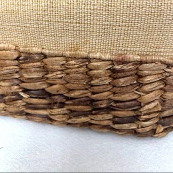 Straw & Fabric Bag Purse Embroidered Flowers Neutral Natural Boho Philippines - Picture 9 of 10